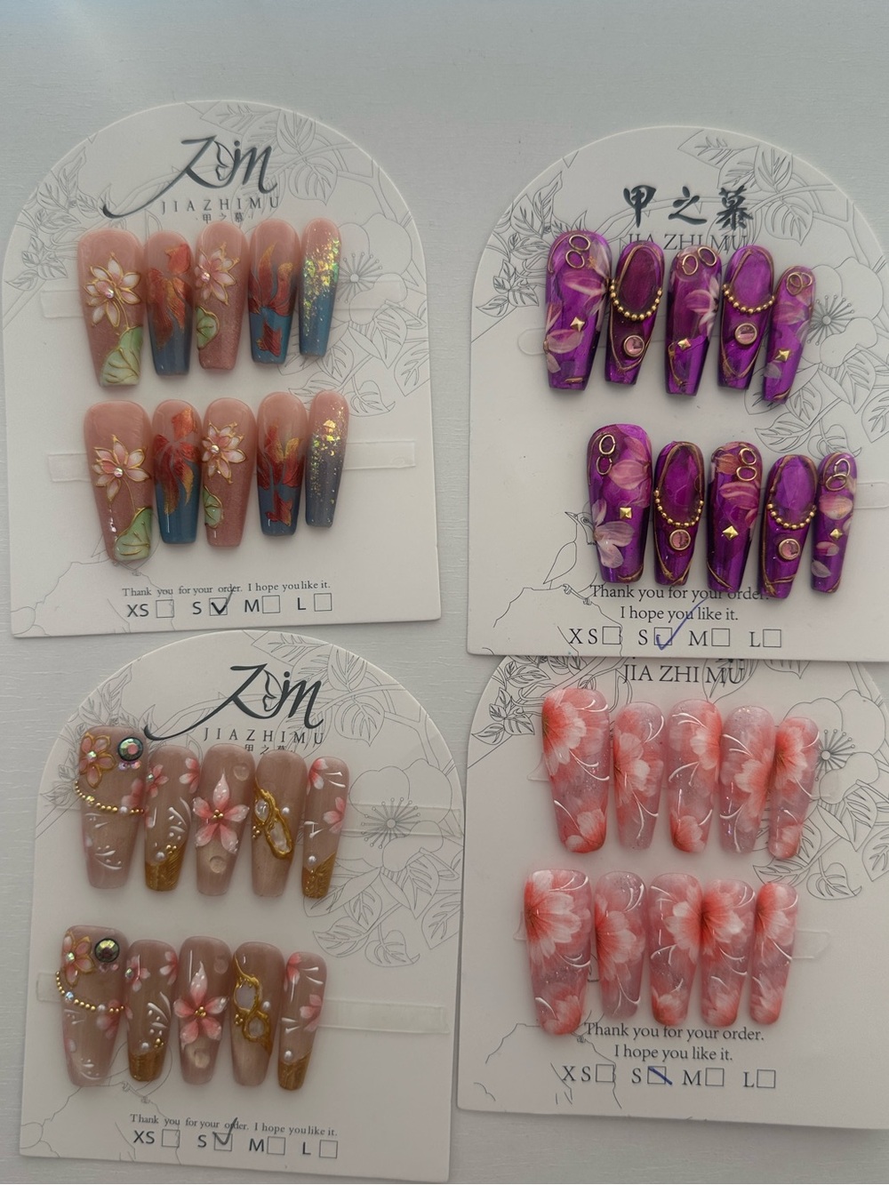 Luxury 3D Chain&Floral Press-on nails 4 pack bundle-Small